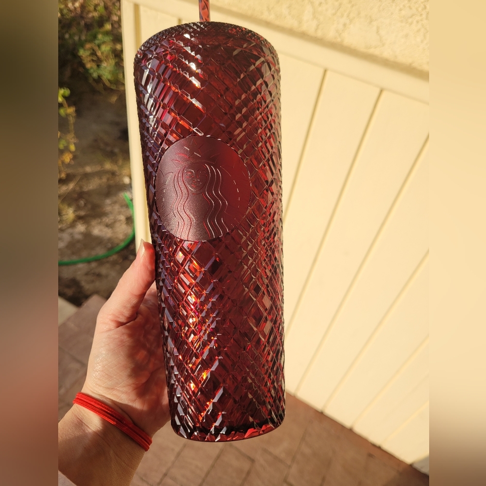 Dark red venti starbucks tumbler